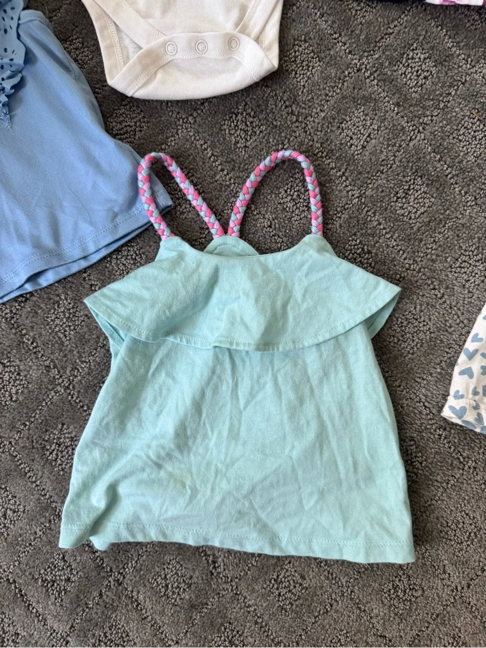 Baby Girl Clothing Lot - Heart Onesie + Floral Dressy Trendy Tops 18m
